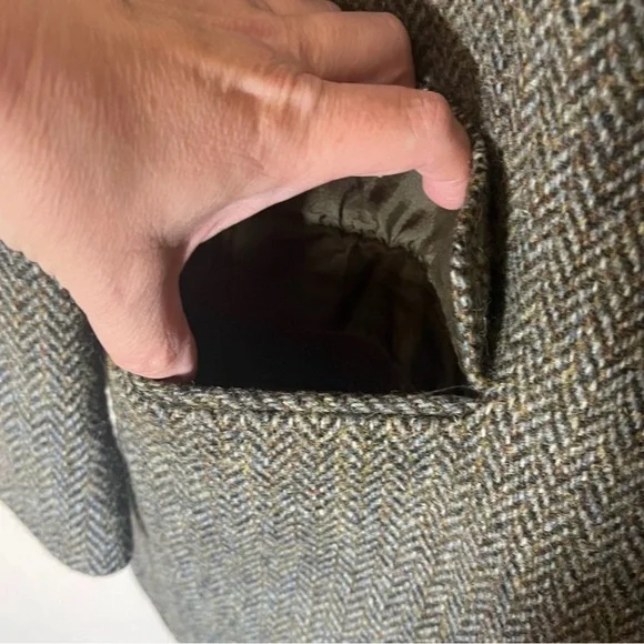 Harris Tweed Vintage Herringbone Wool Blazer Hector Russell Kiltmaker Gray - Picture 5 of 12